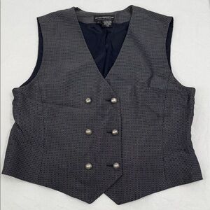 Liz Claiborne Collection Vest Wm 14 Blue Suit Career 90s Vintage Double Breasted